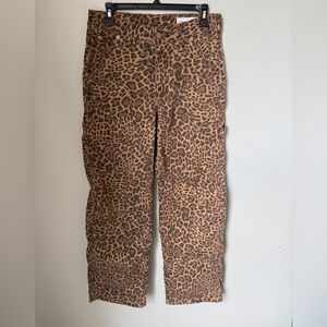 GAP Brown Leopard Print Carpenter Pants